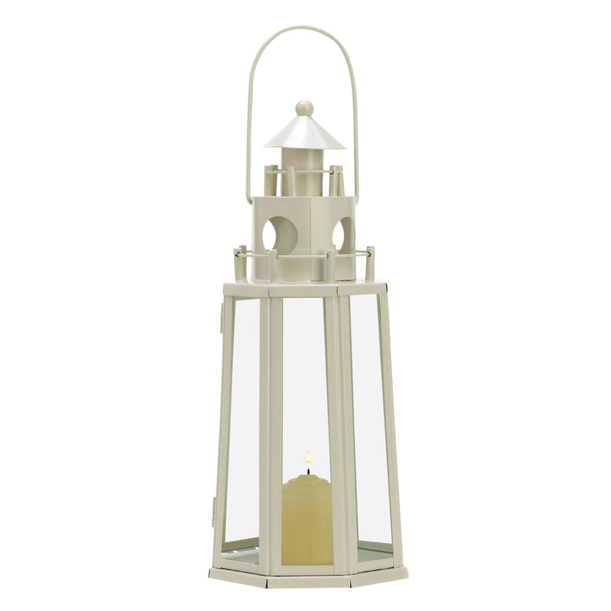 11.75" Ivory Lighthouse Hanging Candle Lantern